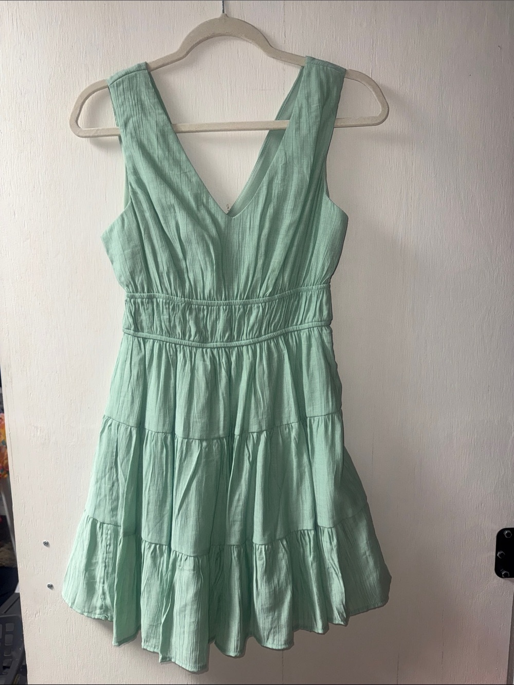 Lily Rose Mint Green Tiered V-Neck Mini Dress